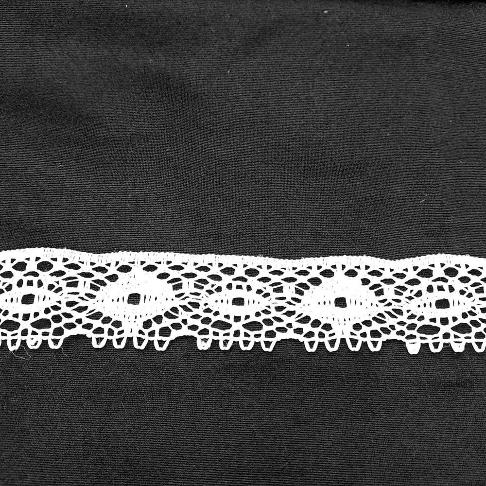 Vintage Lace Trim 1990s 12 Feet Cotton White Geometric Eyelet Scalloped Edge